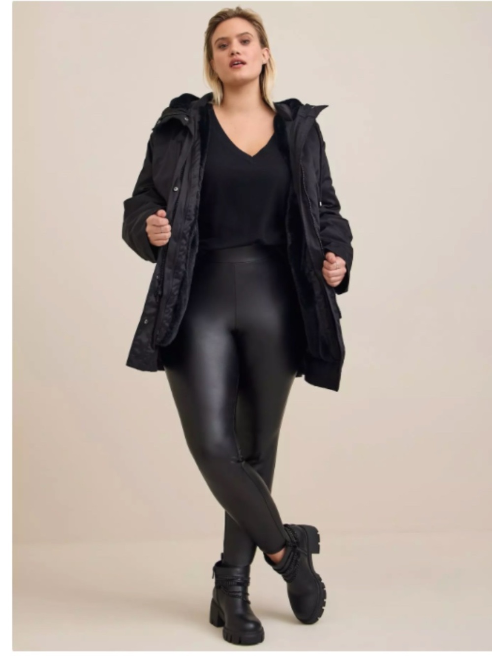 TORRID Signature Waist Faux Leather Zipper Leggings Black 1X
